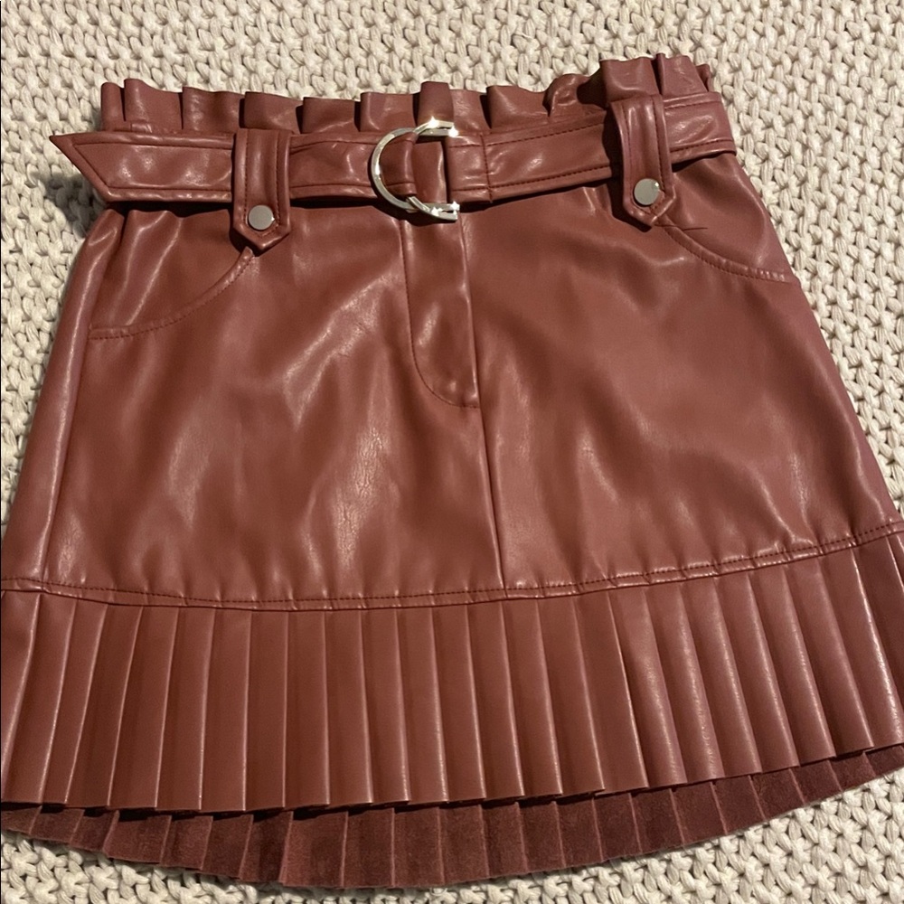 Zara Brown Faux Leather Mini Skirt